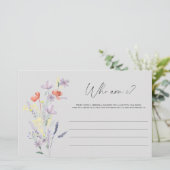 ブライダルシャワーゲームBoho+Floral+Who+am+I 便箋 (スタンド正面)