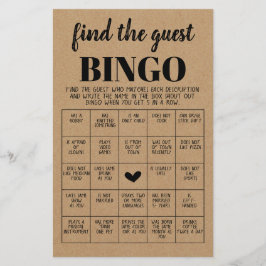 ブライダルシャワーゲームFind the Guest Bingo Card チラシ