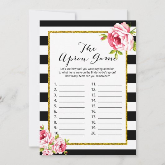 ブライダルシャワーゲームx2 -リングや輪ゲーム | エプロン 招待状 (裏面)