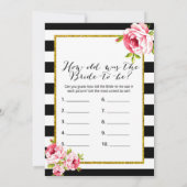 ブライダルシャワーゲームx2 -誰が言ったか|古さ 招待状 (裏面)