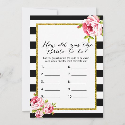 ブライダルシャワーゲームx2 -誰が言ったか|古さ 招待状 (裏面)