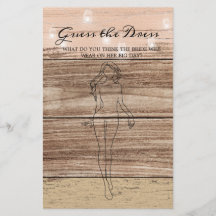 ブライダルシャワーゲー素朴ムウッド推測ドレスフライ