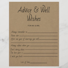 ブライダルシャワーゲー結婚ムのアドバイス&ウェルウィッシュ チラシ