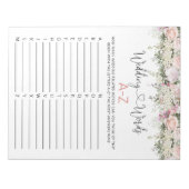 ブライダルシャワーゲー結婚ム – A-Z ノートパッド (正面)