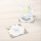 ブライダルシャワーコースター | ホリークリスマスデザイン スクエアペーパーコースター (インサイチュ)