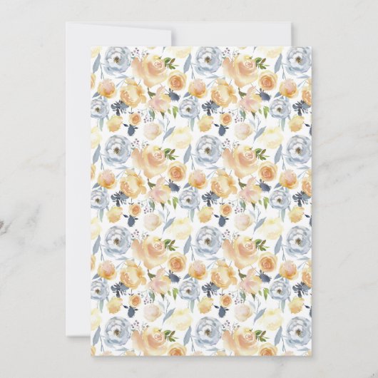 ブライダルシャワーコーラルピーチネイビーウォーターカラーフローラ 招待状 (裏面)