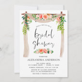 ブライダルシャワーコーラルピーチフローラ招待状 招待状 (正面)