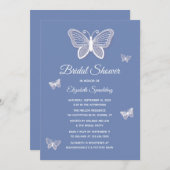 ブライダルシャワーコーンフラワーブルー&ホワイトバターフェイズ 招待状 (正面/裏面)