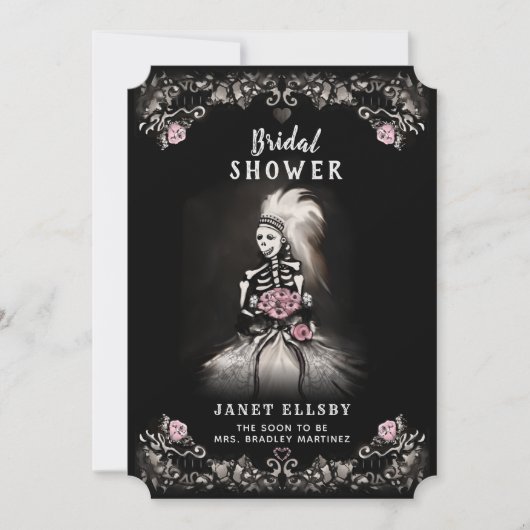 ブライダルシャワーゴシックスケルトンブライド招待状 招待状 (正面)