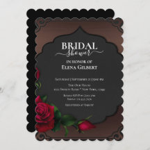 ブライダルシャワーゴシックレッドローズ招待状