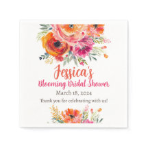 ブライダルシャワーサマーオレンジとピンク花模様