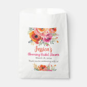 ブライダルシャワーサマーオレンジとピンク花模様 フェイバーバッグ (正面)