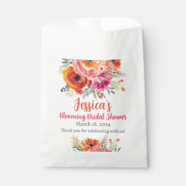 ブライダルシャワーサマーオレンジとピンク花模様 フェイバーバッグ