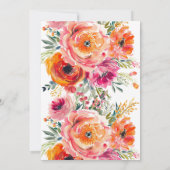 ブライダルシャワーサマーオレンジとピンク花模様 招待状 (裏面)