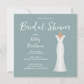 ブライダルシャワーサマーセージとホワイト 招待状 (正面)