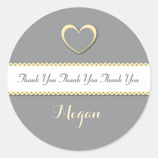 ブライダルシャワーサンキューイエローとグレーV014 ラウンドシール (正面)