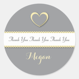 ブライダルシャワーサンキューイエローとグレーV014 ラウンドシール