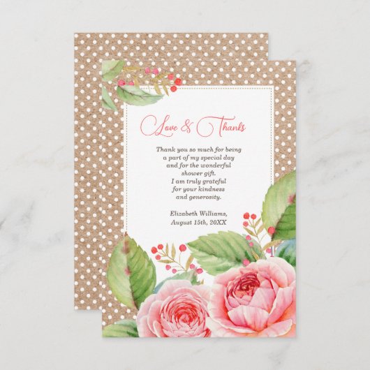 ブライダルシャワーサンキューカスタムフラットカード サンキューカード (正面/裏面)