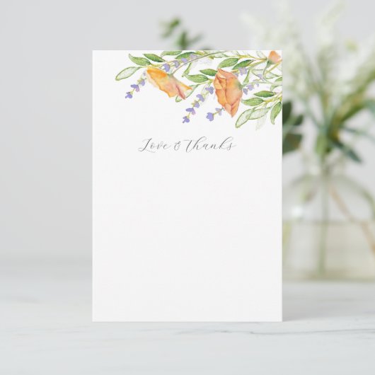 ブライダルシャワーサンキューカード植物学花模様 サンキューカード (スタンド正面)