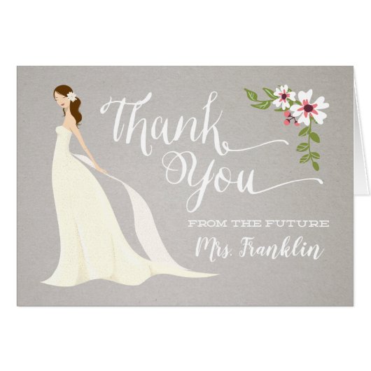 ブライダルシャワーサンキューカード- Brunette (正面横)