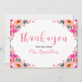 ブライダルシャワーサンキューキュートウォーター色フローラ サンキューカード (正面)
