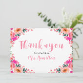 ブライダルシャワーサンキューキュートウォーター色フローラ サンキューカード (スタンド正面)