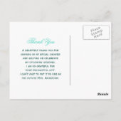 ブライダルシャワーサンキューシックアクアダムスクホワイトボウ ポストカード (裏面)