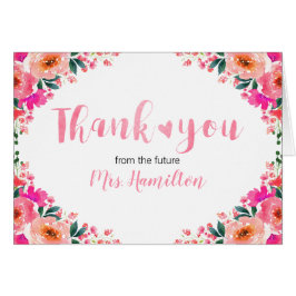 ブライダルシャワーサンキューピンクの花とハート