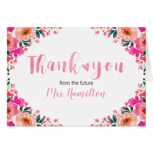 ブライダルシャワーサンキューピンクの花とハート (正面横)