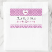 ブライダルシャワーサンキューピンクダマスクV16 長方形シール (バッグ)
