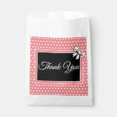 ブライダルシャワーサンキューピンクホワイト水玉模様弓 フェイバーバッグ (正面)