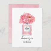 ブライダルシャワーサンキューピンク牡丹&香水カード (正面/裏面)
