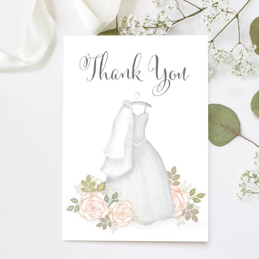 ブライダルシャワーサンキュー結婚のドレス サンキューカード