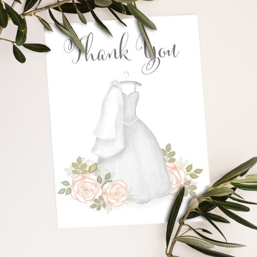 ブライダルシャワーサンキュー結婚のドレス サンキューカード