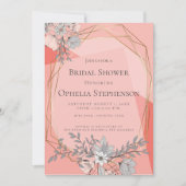 ブライダルシャワーサンゴフローラ幾何金ゴールド枠 招待状 (正面)