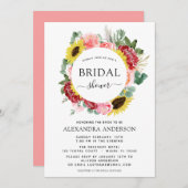 ブライダルシャワーサンフラワーユーカリフローラリース 招待状 (正面/裏面)