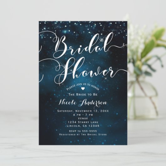 ブライダルシャワーシアルスターリーブルースカイズ結婚ズ 招待状 (スタンド正面)