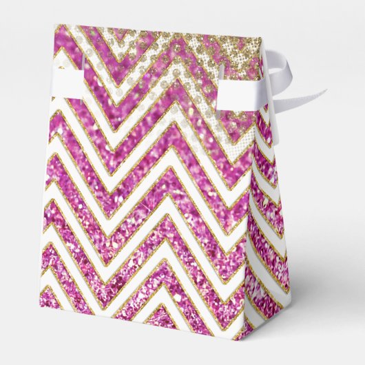 ブライダルシャワーシェブロンストライプのジュエルグリッター フェイバーボックス (裏面サイド)