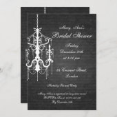 ブライダルシャワーシエレガントャンデリアブラック 招待状 (正面/裏面)