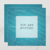 ブライダルシャワーシエレガントートミュージックブルー 招待状 (正面/裏面)