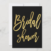 ブライダルシャワーシックなゴールドフォイルブラックスクリプモダント 招待状 (裏面)