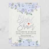ブライダルシャワーシックなシルバースクリプトウォーターカラーフローラ 招待状 (正面/裏面)