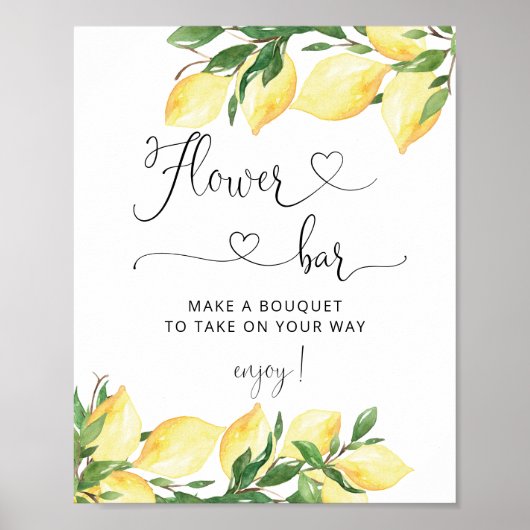 ブライダルシャワーシトラスレモンフラワーバー標識 ポスター (正面)