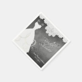 ブライダルシャワーシャルボードとホワイトレース&ガウン スタンダードカクテルナプキン (角)