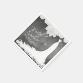 ブライダルシャワーシャルボードとホワイトレース&ガウン スタンダードカクテルナプキン (角)