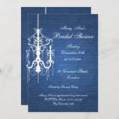 ブライダルシャワーシャンデエレガントリアブルー 招待状 (正面/裏面)