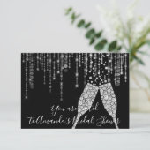 ブライダルシャワーシャンパイグニガラス気泡シルバーグレー 招待状 (スタンド正面)