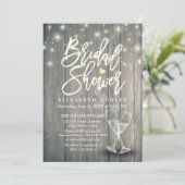 ブライダルシャワーシャンパングラスウッドストリングライト 招待状 (スタンド正面)