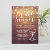 ブライダルシャワーシャンパングラスウッドストリングライト 招待状 (スタンド正面)