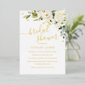 ブライダルシャワーシャンパンフローラ金ゴールド 箔招待状 (立ち正面)